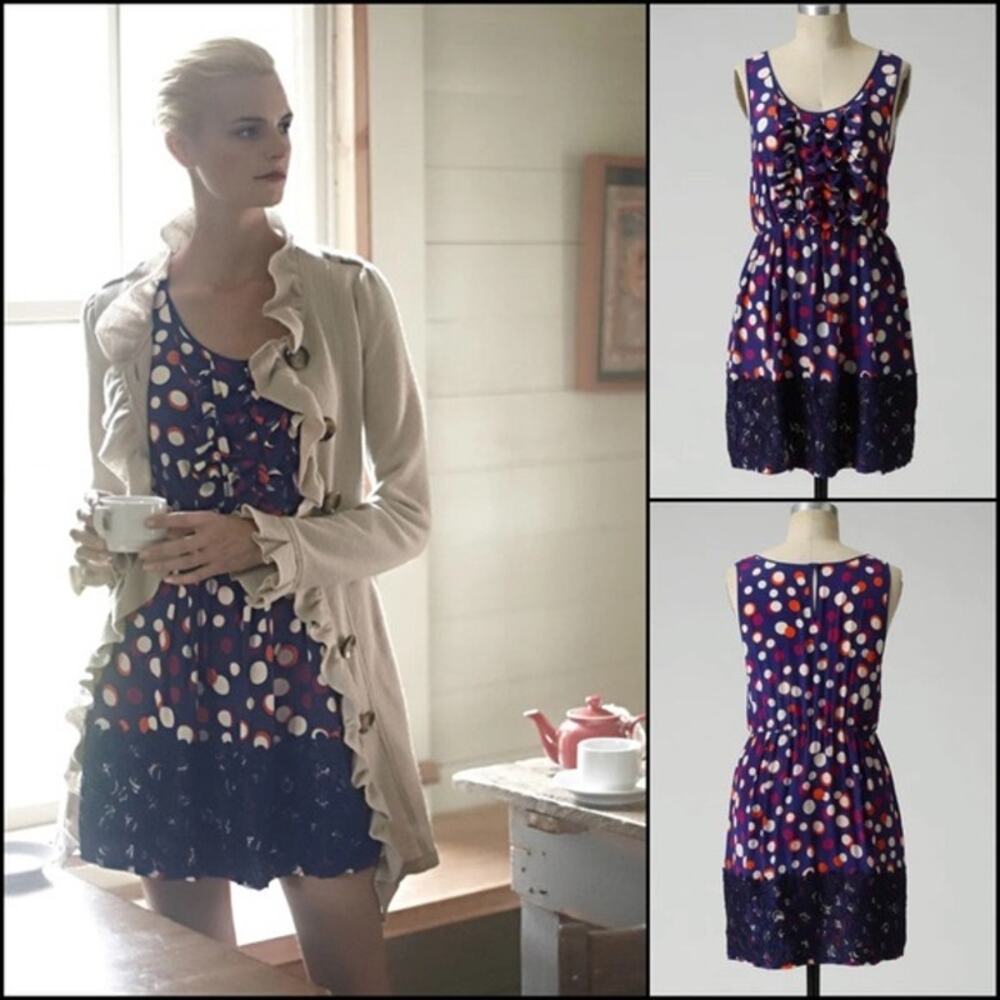 Anthropologie Moulinette Soeurs Polka Dot Silk Dress Size 10